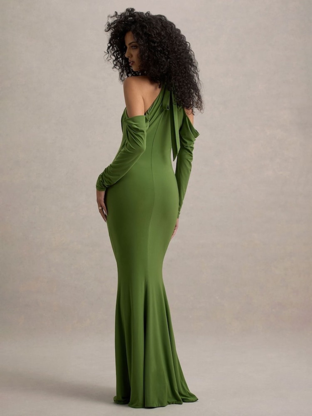 NWT Club L London Hurghada Green Plunge Long Sleeve Maxi Dress Green Size 6 - Picture 3 of 9